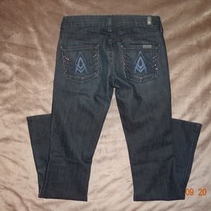 Women's Black Jeans with Blue Embroidery